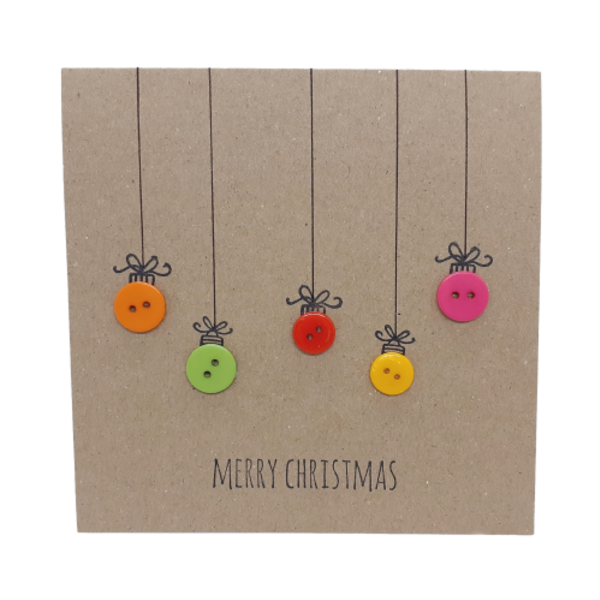 Χριστουγεννιάτικη κάρτα με κουμπιά - κουμπί, χριστουγεννιάτικο, στολίδι δέντρου, ευχετήριες κάρτες