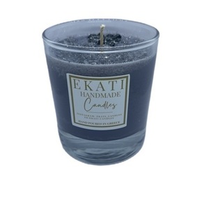 Χειροποίητο φυτικο κερι με ημιπολιτιμες πετρες άρωμα μαύρης ορχιδέας-220ml - αρωματικά κεριά, χάντρες, δώρα για γυναίκες, χειροποίητα