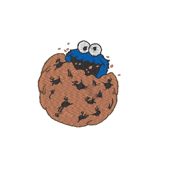 Βαμβακερό μπλουζάκι με κεντητό σχέδιο Cookie monster - βαμβάκι, κεντητά, μακρυμάνικες - 2