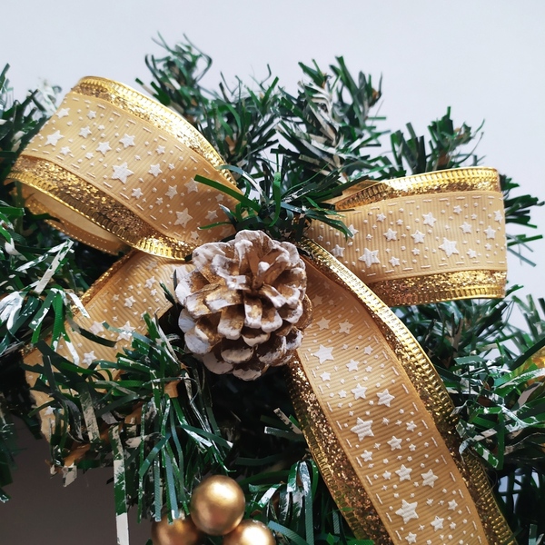 Χριστουγεννιάτικο στεφάνι λευκό-χρυσό - στεφάνια, διακοσμητικά - 3