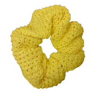 Χειροποίητο πλεκτό scrunchie κίτρινο καναρινι χρώμα - λαστιχάκια μαλλιών