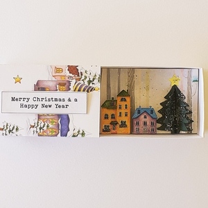 Χριστουγεννιάτικο δωράκι, Χιονισμένο Τοπίο, Message in a Box - σπίτι, χριστουγεννιάτικο, κάρτα ευχών, χιονάνθρωπος, ευχετήριες κάρτες