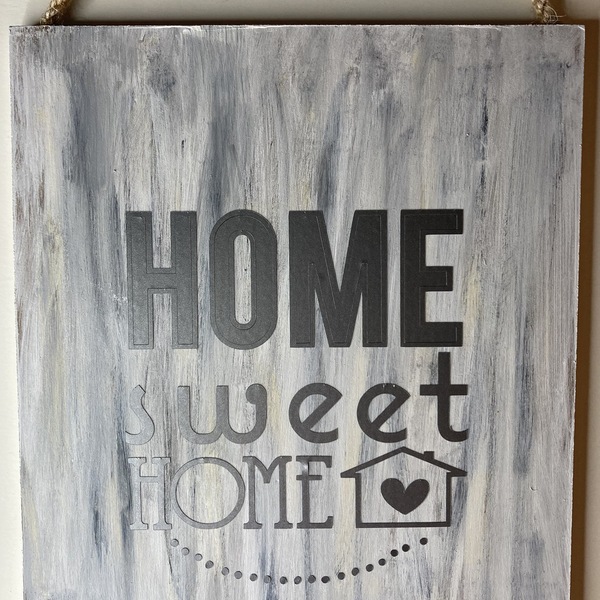 Ξυλινο καδρακι HOME SWEET HOME διαστ. 15x19 εκατ, - πίνακες & κάδρα - 3