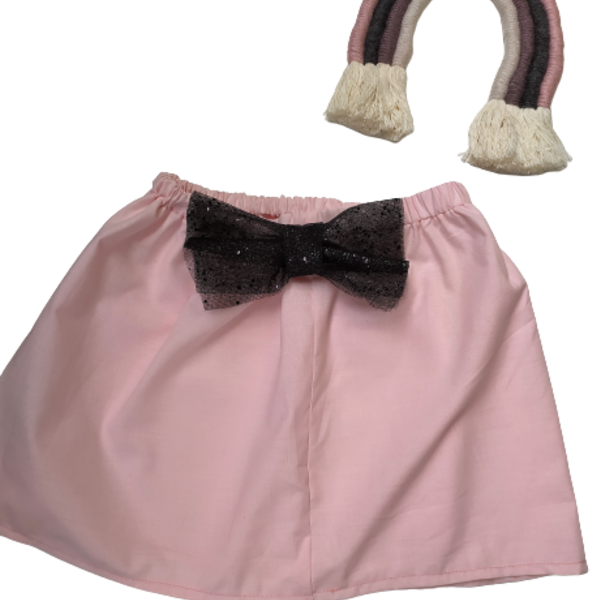 Βαμβακερή φούστα με τούλινο φιόγκο - φιόγκος, κορίτσι, παιδικά ρούχα, βρεφικά ρούχα - 4