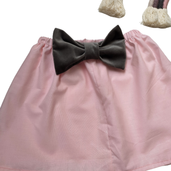 Βαμβακερή φούστα με βελούδινο φιόγκο - φιόγκος, κορίτσι, παιδικά ρούχα, βρεφικά ρούχα - 4