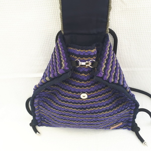 Υφαντή τσάντα πλάτης από χειροποίητη κουρελού ,backpack 61 - πλάτης, χειροποίητα, υφαντά, boho - 4