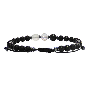 Ανδρικό βραχιόλι 3beads onyx & crystal - ημιπολύτιμες πέτρες, βραχιόλια, δώρα για άντρες - 2