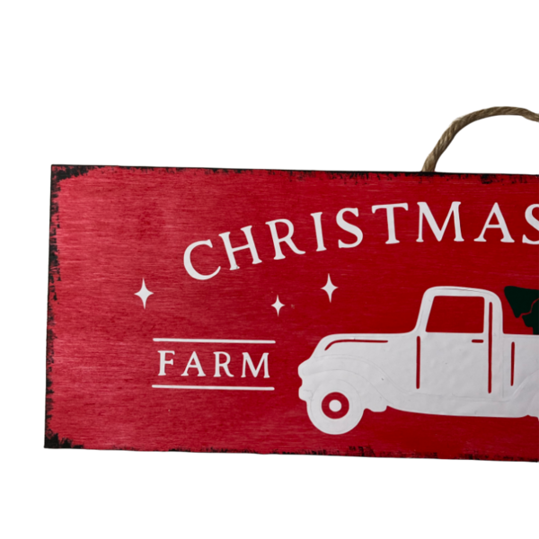 Χριστουγεννιατικο ξυλινο καδρακι Christmas Trees Farm Fresh κοκκινο χρωμα, διαστ.30x10 εκατ. - ξύλο, πίνακες & κάδρα, διακοσμητικά, άγιος βασίλης - 4