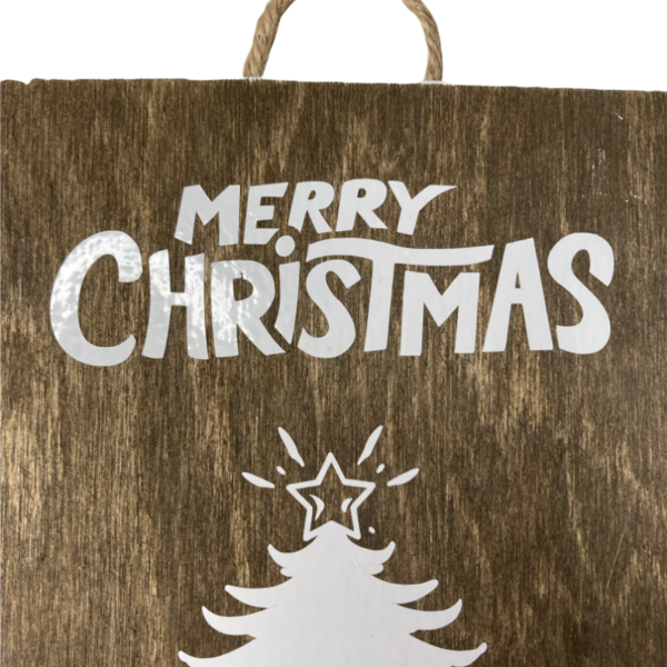 Χριστουγεννιατικο καδρακι MERRY CHRISTMAS σε καφε χρωμα. διαστ. 15x21 εκατ - ξύλο, πίνακες & κάδρα, διακοσμητικά, χριστουγεννιάτικα δώρα, δέντρο - 3
