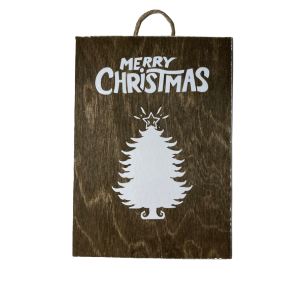 Χριστουγεννιατικο καδρακι MERRY CHRISTMAS σε καφε χρωμα. διαστ. 15x21 εκατ - ξύλο, πίνακες & κάδρα, διακοσμητικά, χριστουγεννιάτικα δώρα, δέντρο - 4