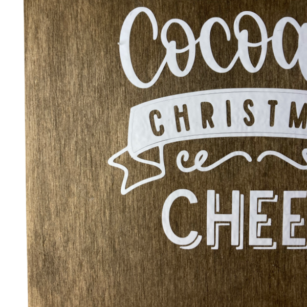 Χριστουγεννιατικο ξυλινο διακοσμητικο καδρακι καφε, με ασπρα γραμματα απο βινυλιο. Διαμ. 18x19 εκατ. - ξύλο, πίνακες & κάδρα, διακοσμητικά, χριστουγεννιάτικα δώρα - 4