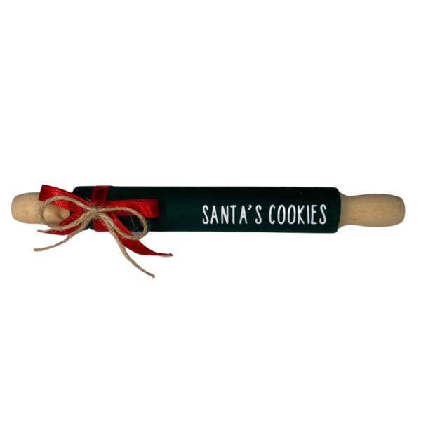 Διακοσμητικος μινι χριστουγεννιατικος πρασινος πλαστης SANTA'S COOKIES 18εκ. - ξύλο, διακοσμητικά, χριστουγεννιάτικα δώρα, άγιος βασίλης, είδη κουζίνας