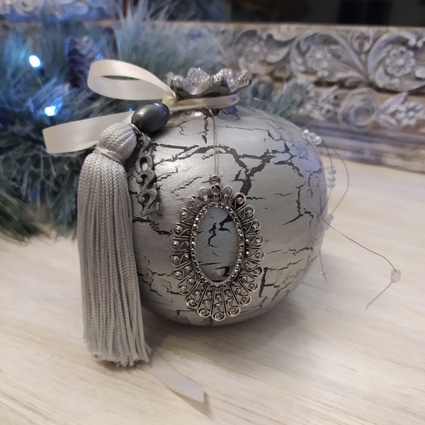 Κεραμικό ρόδι - γούρι 14cm - πηλός, ρόδι, διακοσμητικά, χριστουγεννιάτικα δώρα - 3