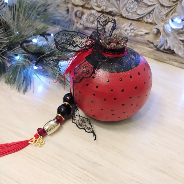 Κεραμικό κόκκινο ρόδι 14cm - πηλός, ρόδι, διακοσμητικά, χριστουγεννιάτικα δώρα - 3