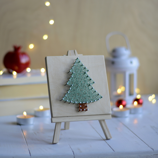 Χριστουγεννιάτικο διακοσμητικό καδράκι "Δέντρο" σε ξύλινο καβαλέτο - χριστουγεννιάτικο, διακοσμητικά, χριστούγεννα, δέντρο - 2