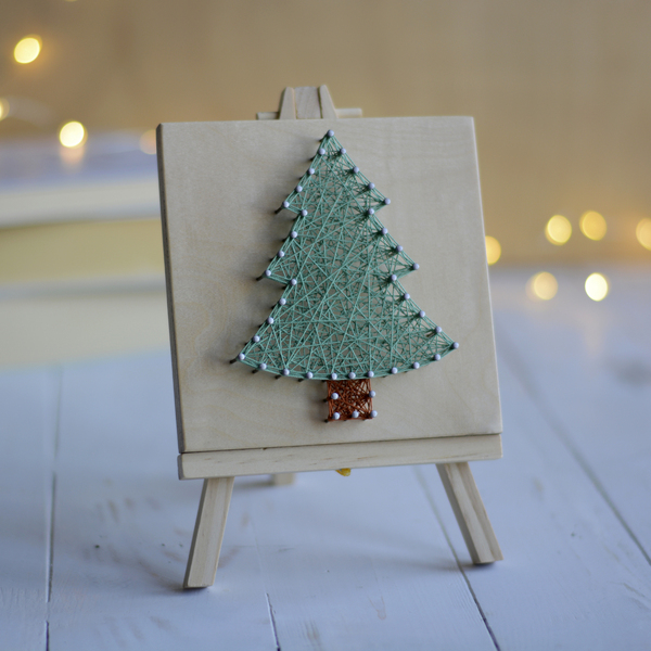 Χριστουγεννιάτικο διακοσμητικό καδράκι "Δέντρο" σε ξύλινο καβαλέτο - χριστουγεννιάτικο, διακοσμητικά, χριστούγεννα, δέντρο - 3