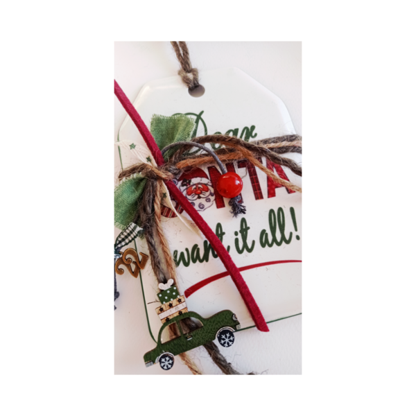 Χριστουγεννιάτικο Κρεμαστό μεταλλικό διακοσμητικό santa 23*12εκ. - charms, μεταλλικά στοιχεία, χριστουγεννιάτικα δώρα, γούρια - 2