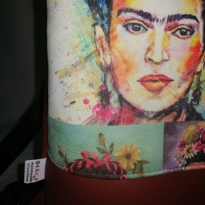 Backpack Frida Kahlo Μπορντό 35*33*9cm - ύφασμα, πλάτης, all day, δερματίνη - 5