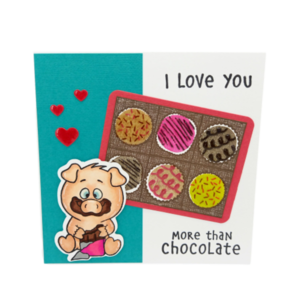Κάρτα Αγίου Βαλεντίνου, Γουρουνάκι που τρώει σοκολάτα - γλυκά, κάρτα ευχών, ευχετήριες κάρτες