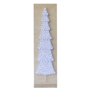 Διακοσμητικό λευκό χριστουγεννιάτικο δέντρο 43x12cm - ξύλο, νήμα, διακοσμητικά, χριστούγεννα, δέντρο