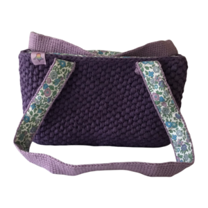 χειροποίητη πλεκτή τσάντα ώμου "Iris" μοβ, 20,5 x 36 x 10 εκ, φόδρα με ανοιχτή και κρυμμένη τσέπη - ώμου, all day, βαμβακερό νήμα, πλεκτές τσάντες