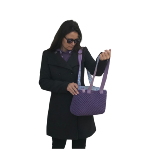 χειροποίητη πλεκτή τσάντα ώμου "Iris" μοβ, 20,5 x 36 x 10 εκ, φόδρα με ανοιχτή και κρυμμένη τσέπη - ώμου, all day, βαμβακερό νήμα, πλεκτές τσάντες - 2