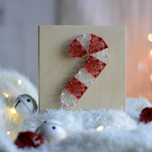 Diy string art kit - Ζαχαρωτό μπαστουνάκι - χριστούγεννα, DIY - 5