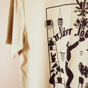 "Plant lover" handprinted organic sage unisex t-shirt - βαμβάκι, unisex - 3