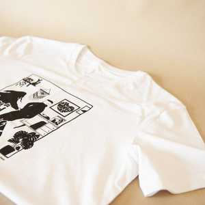 "Little things" handprinted organic white unisex t-shirt Large - βαμβάκι, unisex - 3