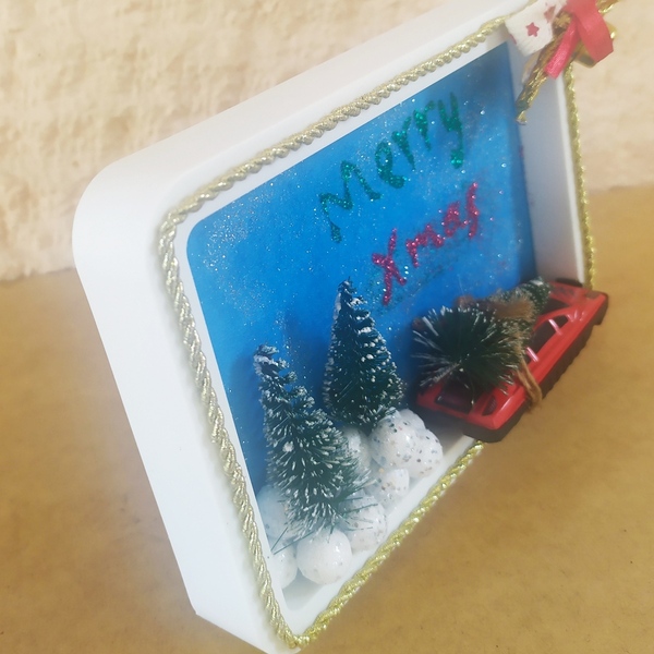 Χριστουγεννιάτικη διακοσμητική κορνίζα 3D - γούρι, διακοσμητικά, χιονονιφάδα, χριστουγεννιάτικα δώρα, δέντρο - 3
