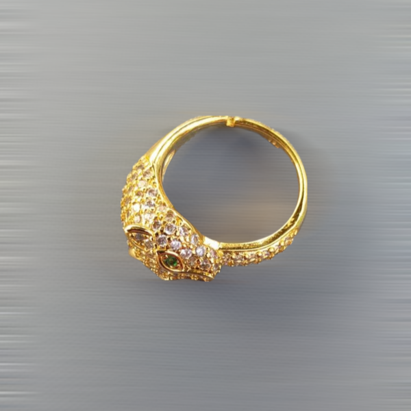 Δαχτυλίδι Λεοπάρδαλη με Ζιργκόν - επιχρυσωμένα, ορείχαλκος, αυξομειούμενα - 4
