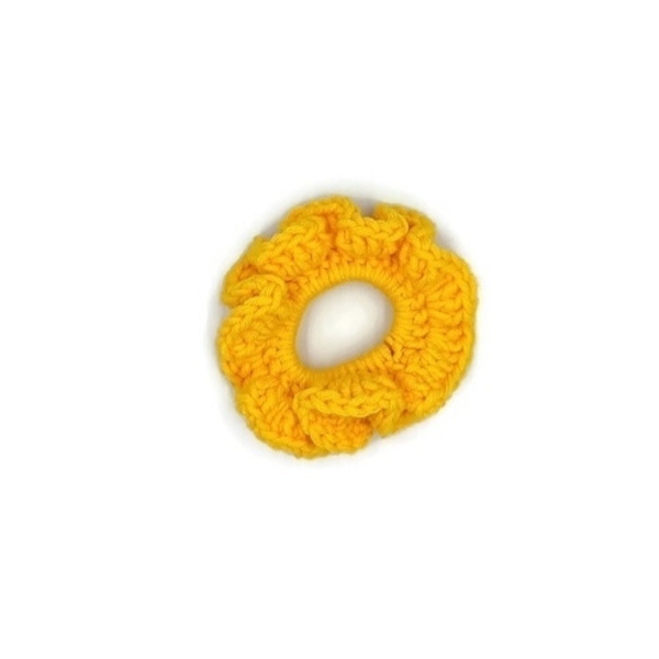 Βαμβακερά scrunchies κίτρινο & βεραμάν σετ 2 τμχ - βαμβάκι, νήμα, κορίτσι, για παιδιά, λαστιχάκια μαλλιών - 3