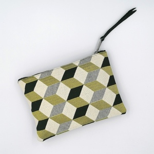 Τσάντα υφασμάτινη φάκελος (clutch bag) Γεωμετρικό κίτρινο μοτίβο. 23 x16 cm - ύφασμα, φάκελοι, clutch, χειρός, βραδινές - 2