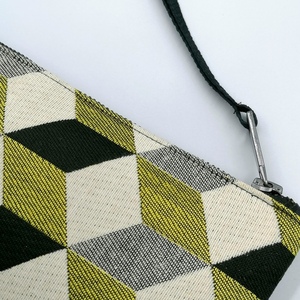 Τσάντα υφασμάτινη φάκελος (clutch bag) Γεωμετρικό κίτρινο μοτίβο. 23 x16 cm - ύφασμα, φάκελοι, clutch, χειρός, βραδινές - 4