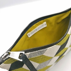 Τσάντα υφασμάτινη φάκελος (clutch bag) Γεωμετρικό κίτρινο μοτίβο. 23 x16 cm - ύφασμα, φάκελοι, clutch, χειρός, βραδινές - 5