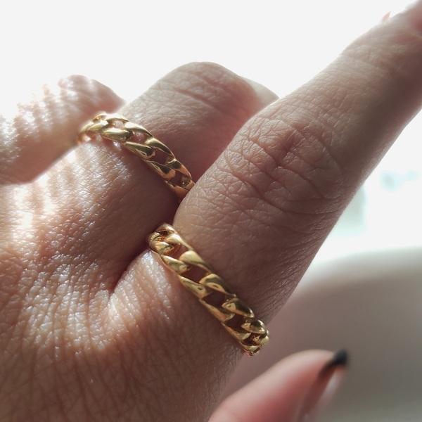Flavian χρυσό ατσάλινο δαχτυλίδι - βεράκια, ατσάλι, σταθερά - 2