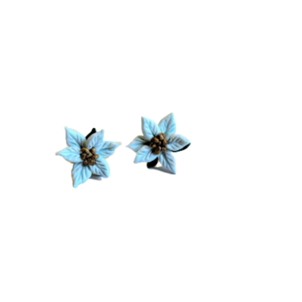 POINSETTIA PASTELS- Καρφωτά σκουλαρίκια "αλεξανδρινά" σε παστέλ αποχρώσεις - πηλός, λουλούδι, καρφωτά, μικρά, χριστουγεννιάτικο