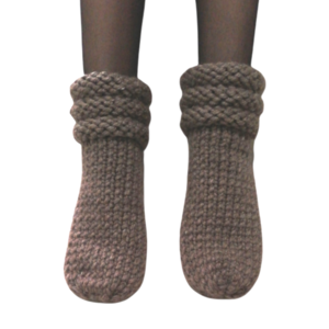 Πλεκτές κάλτσες χωρίς φτέρνα, χωρίς δάχτυλα Καφέ - μαλλί, ακρυλικό, πλεκτή - 2
