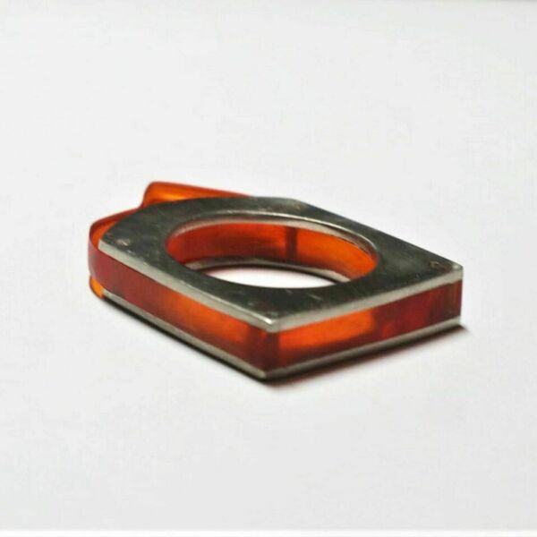 Χειροποίητο μεταλλικό δαχτυλίδι από αλπακά και πλεξιγκλας,μέγεθος 52 (US 6) - αλπακάς, plexi glass, boho, σταθερά - 3