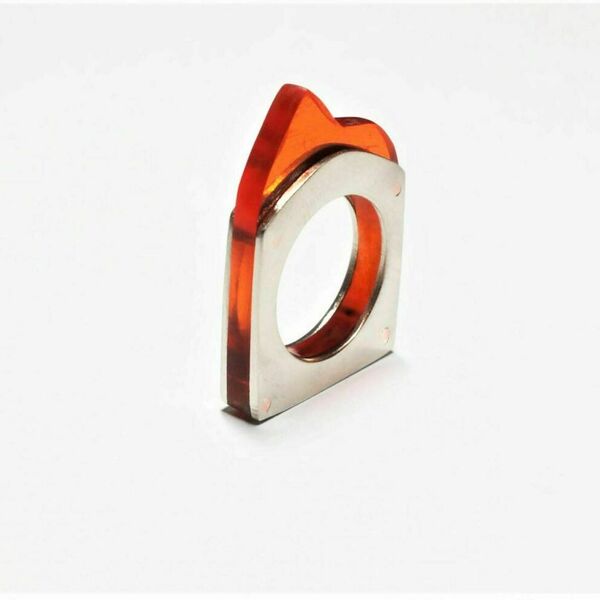 Χειροποίητο μεταλλικό δαχτυλίδι από αλπακά και πλεξιγκλας,μέγεθος 52 (US 6) - αλπακάς, plexi glass, boho, σταθερά - 5