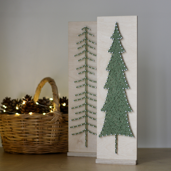 Διακοσμητικό χριστουγεννιάτικο δεντράκι 43x12cm - ξύλο, νήμα, διακοσμητικά, χριστούγεννα, δέντρο - 5