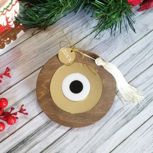 Γούρι 2024 Ξύλινο Mάτι με Plexiglass Gold - ξύλο, διακόσμηση, διακοσμητικά, χριστουγεννιάτικα δώρα - 3