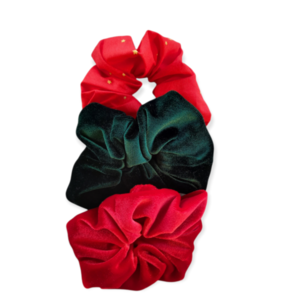 scrunchies χριστουγεννιάτικα σε πράσινο - κόκκινο χρώμα. - χριστούγεννα, χριστουγεννιάτικα δώρα, λαστιχάκια μαλλιών