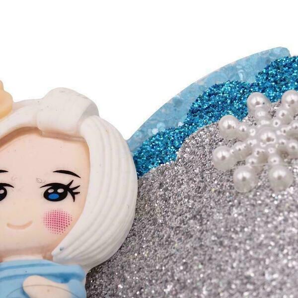 Παιδικό Κλιπ Μαλλιών Φιόγκος Γαλάζιο Ασημί Ύφασμα Glitter Πριγκίπισσα 11x8 - κορίτσι, μαλλιά, δώρα γενεθλίων, αξεσουάρ μαλλιών - 2
