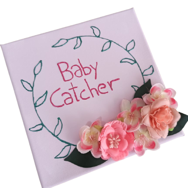 δώρο για τη μαία ή τον γυναικολόγο καδράκι ' baby catcher ' 20χ20 cm - πίνακες & κάδρα, personalised, μαιευτήριο, δώρο για γιατρό
