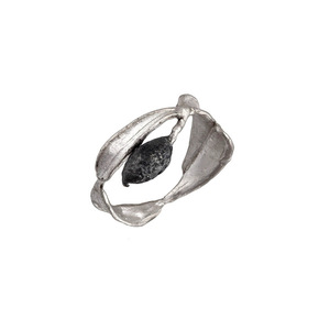 Ασημένιο δαχτυλίδι Φύλλο ελιάς και καρπός - ασήμι 925, γεωμετρικά σχέδια, φύλλο, βεράκια, επιροδιωμένα - 2