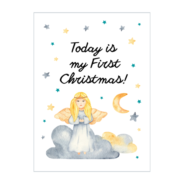 Τα πρώτα μου Χριστούγεννα 2021 ♥ Χριστουγεννιάτικο Στολίδι Μεγάλη Μπάλα Αστέρι Γαλάζιο 10εκ milestone αναμνηστική κάρτα Αγγελάκι - πρώτα Χριστούγεννα, αγγελάκι, στολίδια, δώρα για μωρά, μπάλες - 3