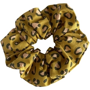 Χειροποίητο λαστιχάκι μαλλιών / scrunchie LEOPARD YELLOW - ύφασμα, χειροποίητα, λαστιχάκια μαλλιών