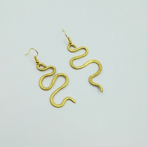 Ορειχάλκινα σκουλαρίκια φίδια - ορείχαλκος, μακριά, boho, κρεμαστά, μεγάλα - 2