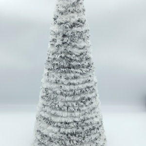 Χριστουγεννιάτικο Δεντρακι με νημα 20cm Λευκό-Μαύρο - νήμα, δέντρο - 3